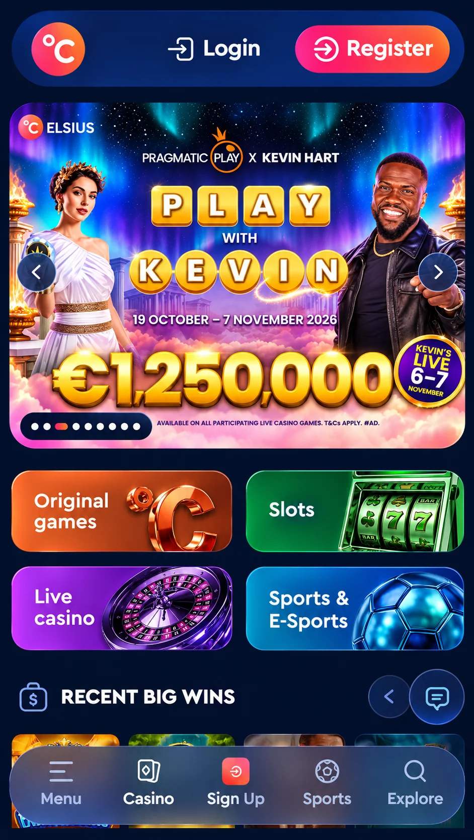 Aperçu de la page d’affiliation Celsius Casino